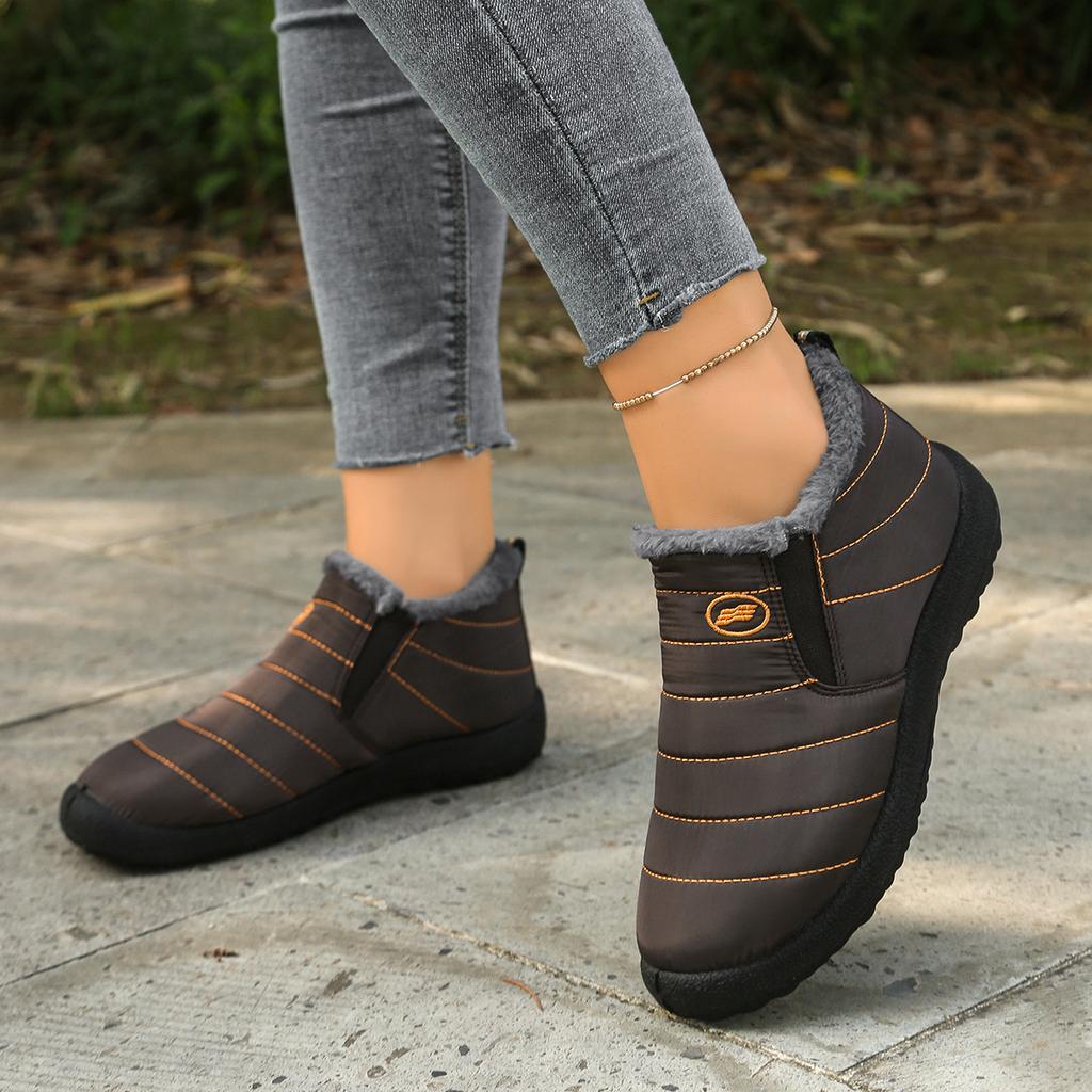 Очень теплые зимние ботинки большого размера 48 - Нескользящая толстая подошва, Зимние ботинки с круглым носком, Минималистичный дизайн однотонного цвета для походных ботинок для улицы