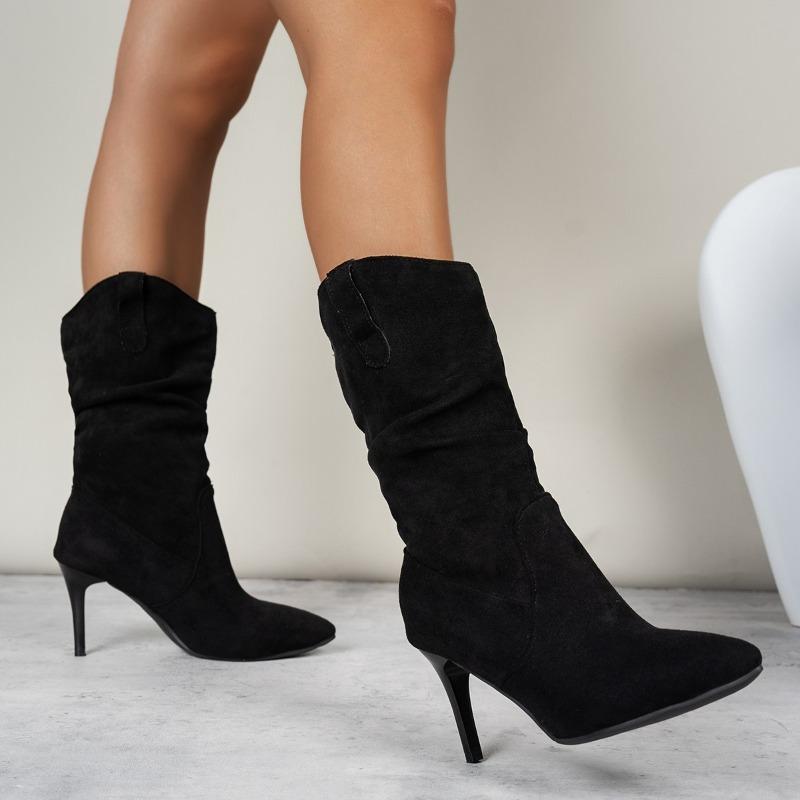 Модные новые женские шерстяные носки-гольфы до колена, женские модные и универсальные однотонные высокие носки до колена на высоком каблуке, женские высокие носки для сапог