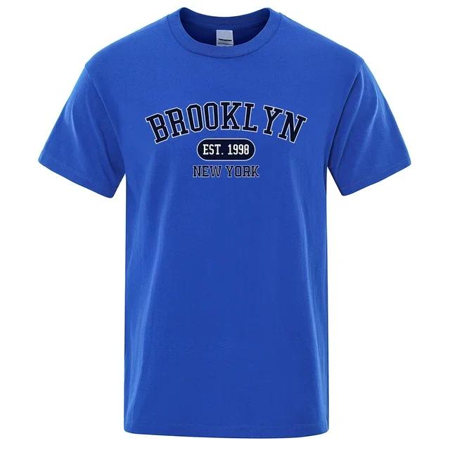Brooklyn Est.1998 New York Letter Print Футболки мужские и женские повседневные с коротким рукавом дышащие модные топы хлопковые футболки больших размеров