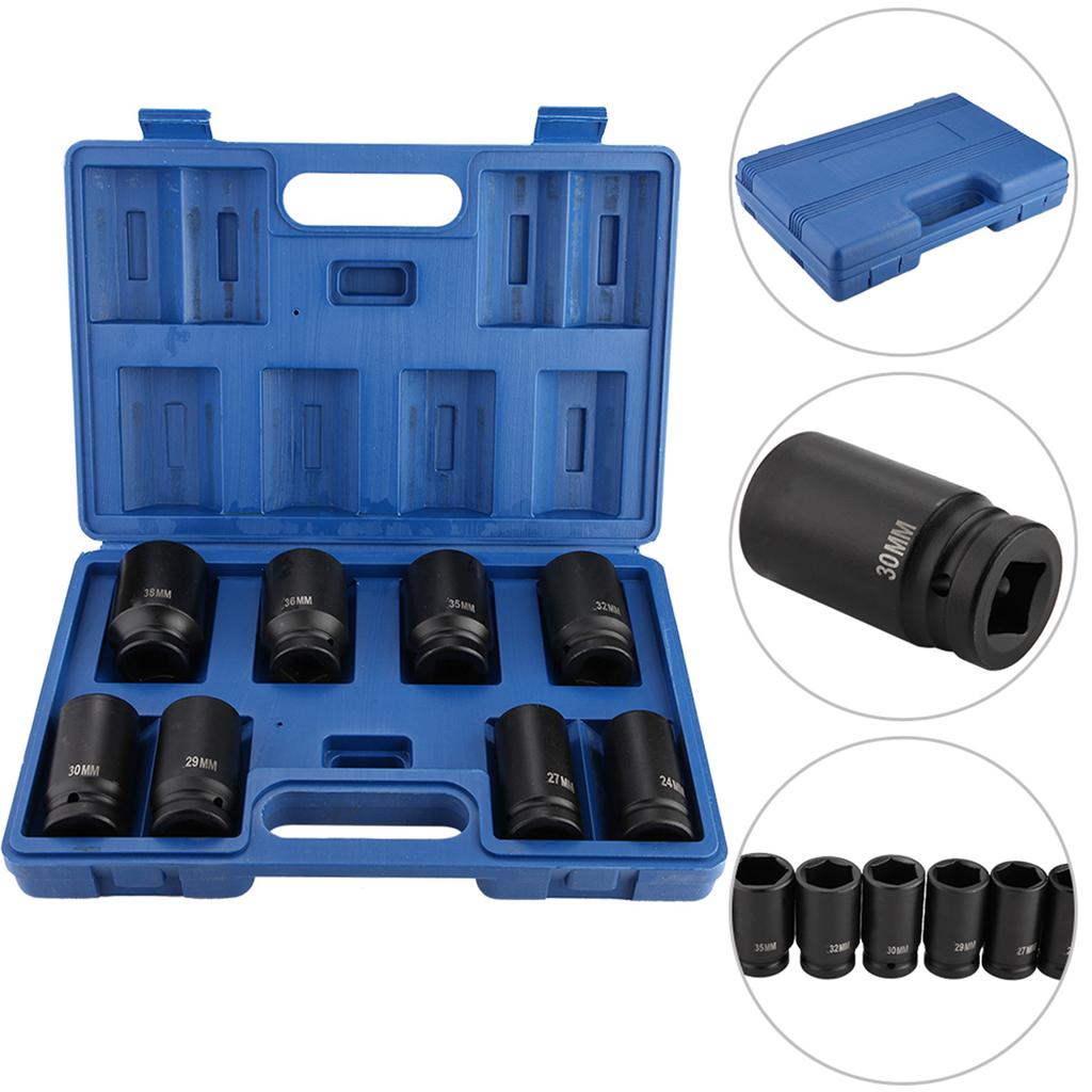 Набор из 8 прочных ударных торцевых головок 3/4 дюйма, 24–38 мм
