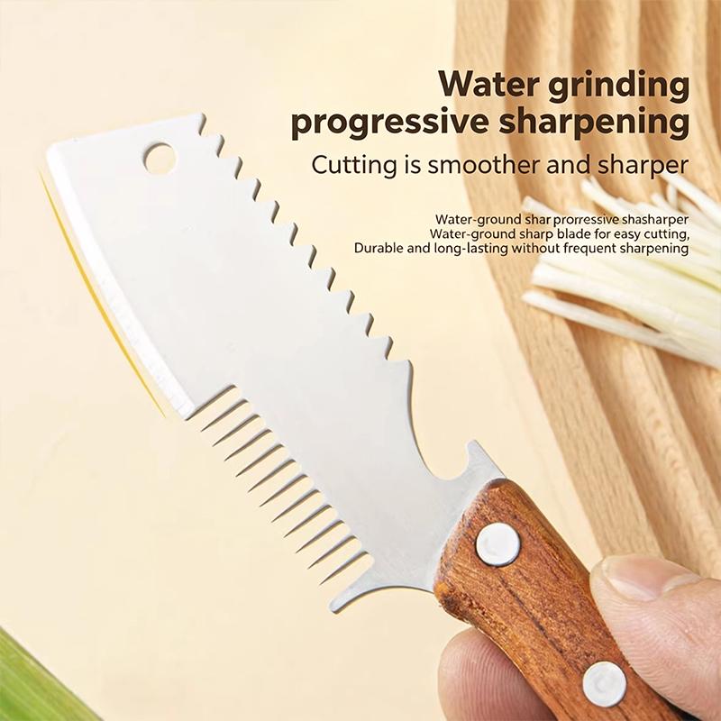Stainless Steel Knife Head for Cutting Scallions Strips Ergonomic Handle Kitchen Tool for Convenient Cooking in Households