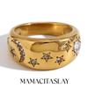 MamacitaSlay Кольцо из нержавеющей стали с покрытием 18K золотом, Солнце, Луна, Звезды, Новый дизайн 2025, Водонепроницаемые украшения, Женский шарм, Украшение на палец