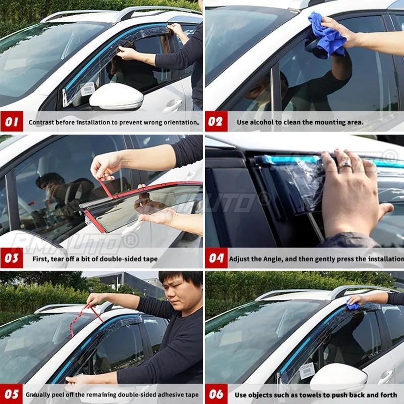 For 2022 2023 Mitsubishi Outlander 4pcs Window Visors Deflector Shade Vent Door Awnings Sun Rain Eyebrow Deflector Accessories
