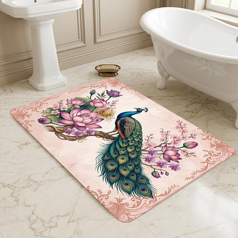 Peacock Flowers Living Room Nonslip Area Rug Soft Carpet For Bedroom Game Playroom Sofa Office Home Decor Doormat Christmas Gift C929504