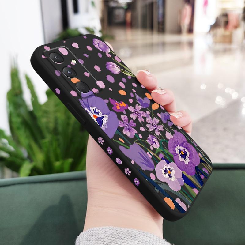 Фиолетовый чехол-брелок Тюльпан для Samsung Galaxy A37 A57 Жидкий силиконовый чехол