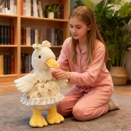 Милая плюшевая игрушка-утка в цветочном платье, мягкая набивная игрушка, очаровательный плюшевый компаньон, декор