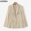 VONDA Women Oversized Long Sleeve Solid Color Bow Knot Casual Thin Tops Cardigan