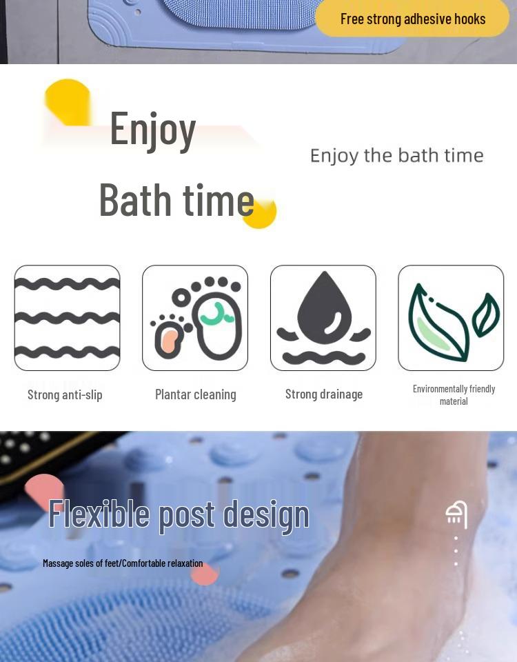 Нескользящий ПВХ коврик для ванной с присосками для душа, туалета и прихожей