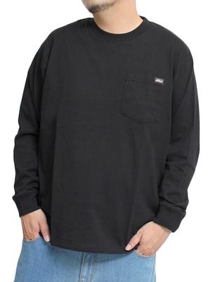 Оригинальная мужская футболка Dickies с длинным рукавом, карман, принт с логотипом, круглый вырез, размер 4XL, черный (49)