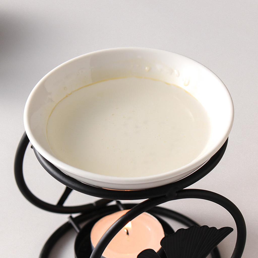 Metal Oil Burners Black Ceramics Aromas Diffusers for Home Use Safe and Easy To Clean for Room and Spa Relaxation Space
