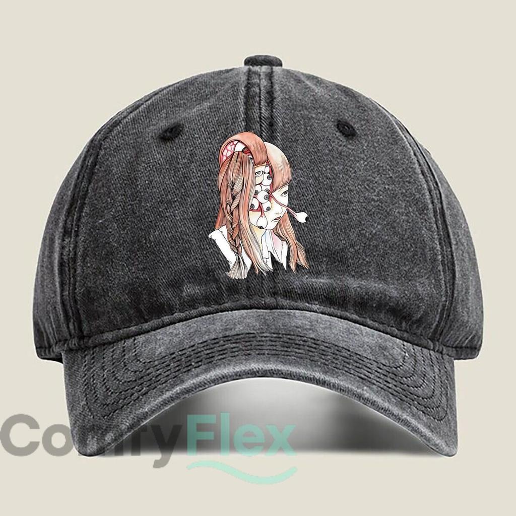 Surreal Girl with Eyes Illustration Fashion Washed Baseball Cap Hat Outdoor Activities