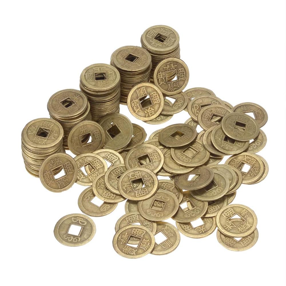 50/100/200 шт. Китайские монеты Фэн-шуй Антикварная бронза Удача Монеты Цин для здоровья и богатства Декор для дома, офиса, автомобиля