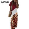 Женское платье большого размера с леопардовым принтом, с боковыми разрезами, длинное платье, цветные платья с круглым вырезом