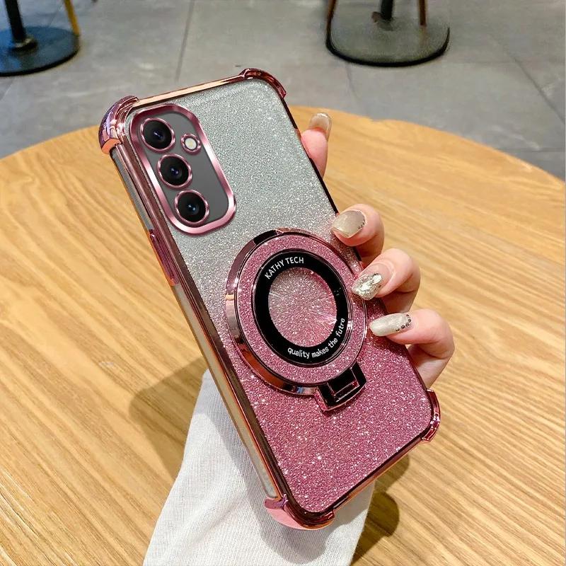 Роскошный чехол с блестками и подставкой для Samsung Galaxy A06 A05 A05S A14 A15 A16 A25 A26 A56 A34 A35 A36 A52 A53 A54 A55 с держателем