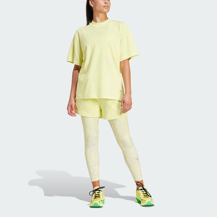 Adidas Logo Tee Solid Color Print Round Neck Short Sleeve T-Shirt Women Tops Pink Yellow IT8288