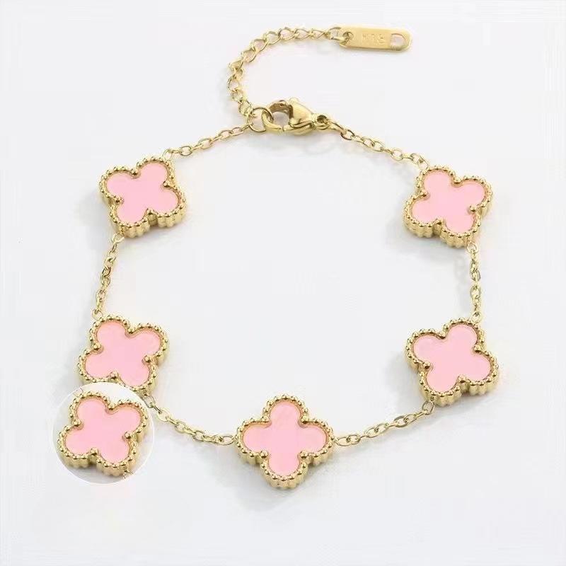 Браслет Lucky Four Leaf Clover из титановой стали 18 карат, легкий, роскошный, не тускнеющий женский браслет