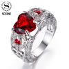 Natural Gemstone Heart Cut Red Ruby Angle Ring Bridal Wedding Engagement Birthstone Ring Gift