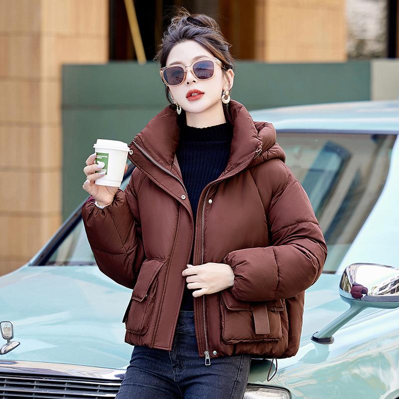 Свободная короткая куртка с капюшоном, женская зимняя 2025, новая куртка-хлеб, пуховая куртка, утолщенная хлопковая куртка