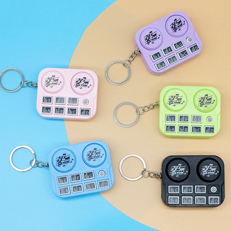 Creative Mini Dj Machine Music Keychain Funny Luminous Sound Toy Keyring Car Key Holder Bag Pendant Backpack Hanging Decoration