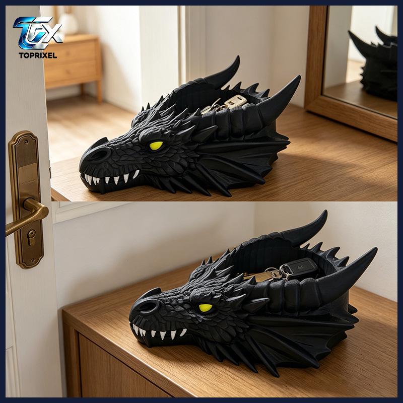 TOPRIXEL Большая 3D-печатная темная подставка-органайзер для ключей и монет - Креативное настольное украшение