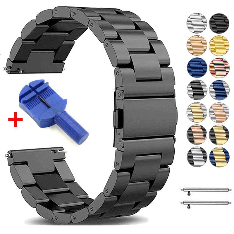 22 мм 20 мм 18 мм Металлический ремешок для Samsung Galaxy Watch 3 4 Active2 S2 Gear S3 Gt 2 Huawei GT2/Amazfit GTR Браслет из нержавеющей стали Подарок на День матери