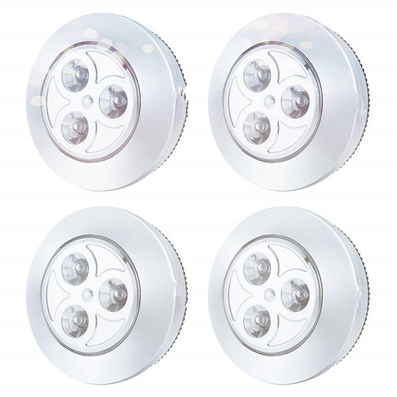 B-Est 20 Pack LED Battery-Powered Wireless Night Tap Press Lamp Stick-On Push Safe Lights For Hallway Kitchen Bedroom Silver