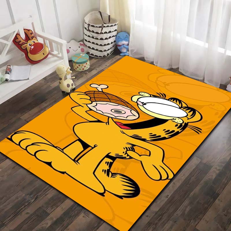 G Garfield Cartoon Cat Print Area Rug Non‑Slip Floor Mat Soft Carpet For Kids Bedroom Living Room Indoor Home Decor Holiday Gift