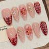 New Arrival Handwork Almond Summer Romantic 3D Flowers Butterfly Fake Nails Sticker Handmade Press on Nails