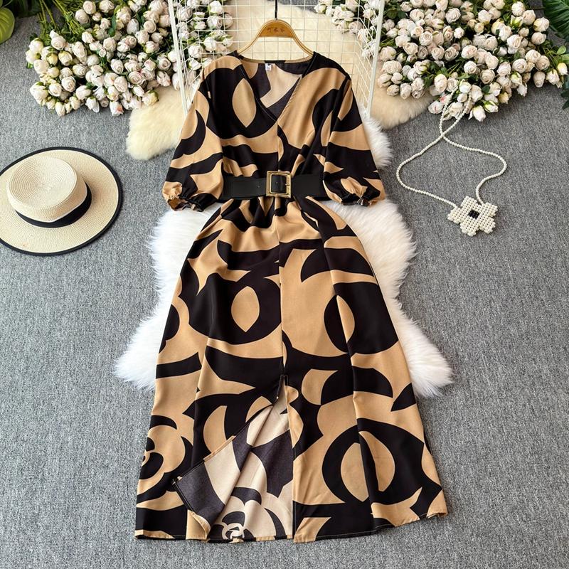 Французский стиль, длинное летнее новое женское платье, высококачественная фактура, изысканное платье с V-образным вырезом