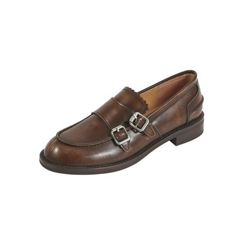 Модная женская новая кожаная коровья кожа круглый носок средний каблук металлическая пряжка ремня стиль колледжа туфли-лодочки ретро повседневная обувь