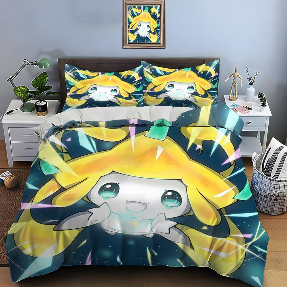 Покемон Джирачи Принт Мягкий Пододеяльник Наволочка Комплект Постельного Белья Детский Взрослый Удобный Комплект для Кровати Полуторный Кинг Комплект Постельного Белья Роскошный