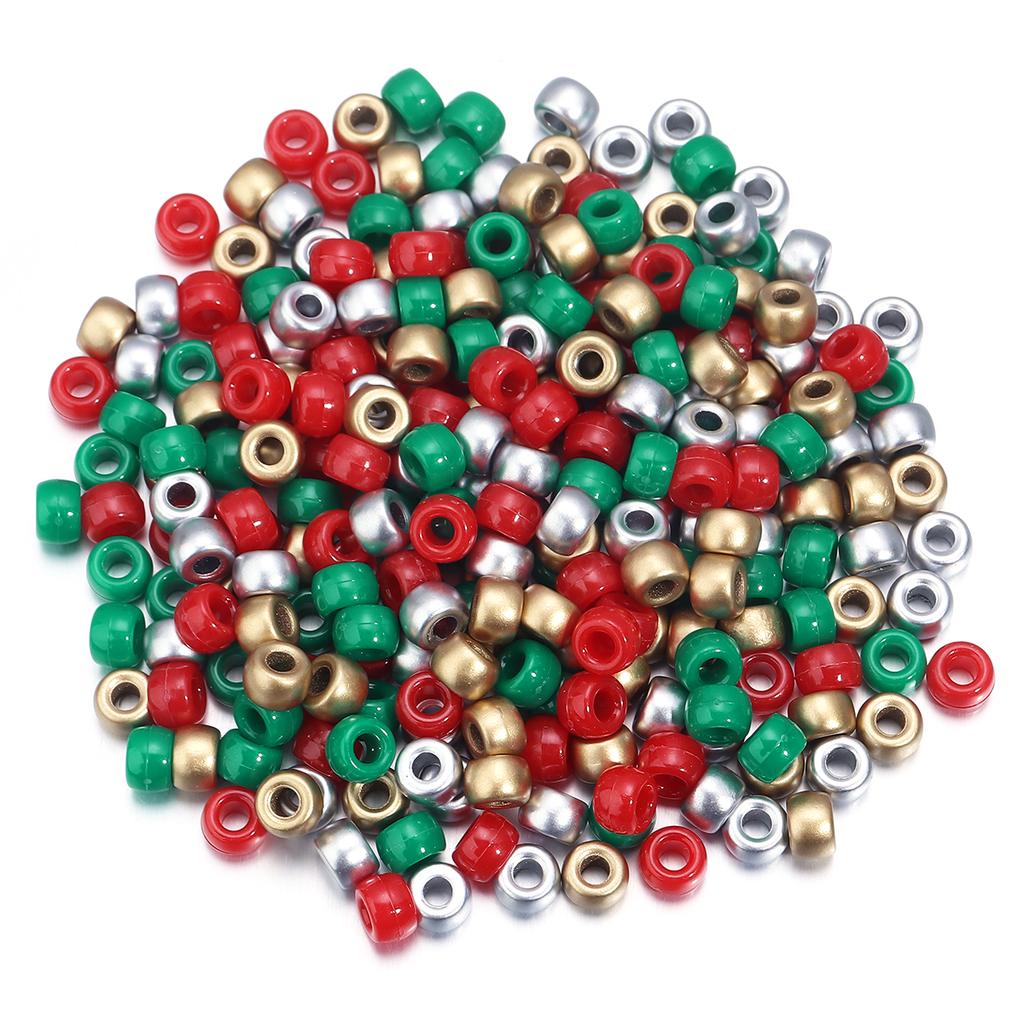 200pcs 6x9mm Mixed Color Big Hole Pony Beads Loose Spacer Acrylic Beads For Jewelry Making DIY Hair Braids Bracelet Accessories