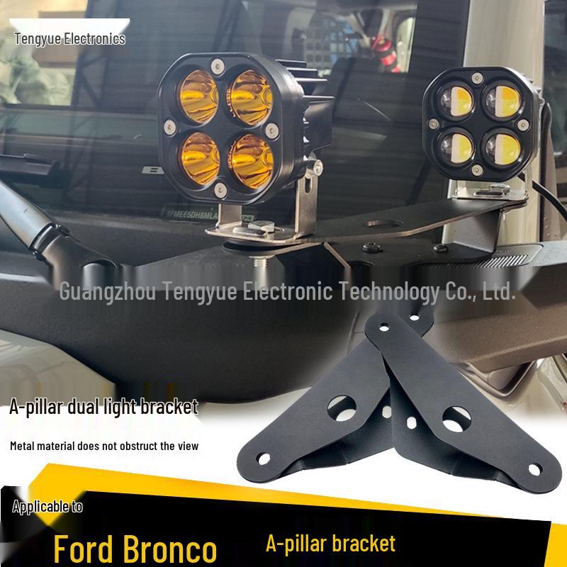 Кронштейн на переднюю стойку Ford Bronco для двойного светодиодного прожектора и противотуманной фары