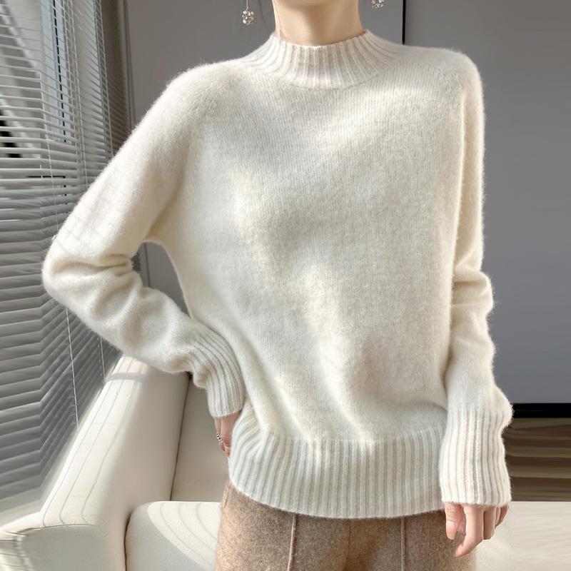 Women's Cashmere Sweater Qinghe Cashmere 30% Cashmere 70% Wool Women's Autumn and Winter Cashmere Pullover Soft and Warm