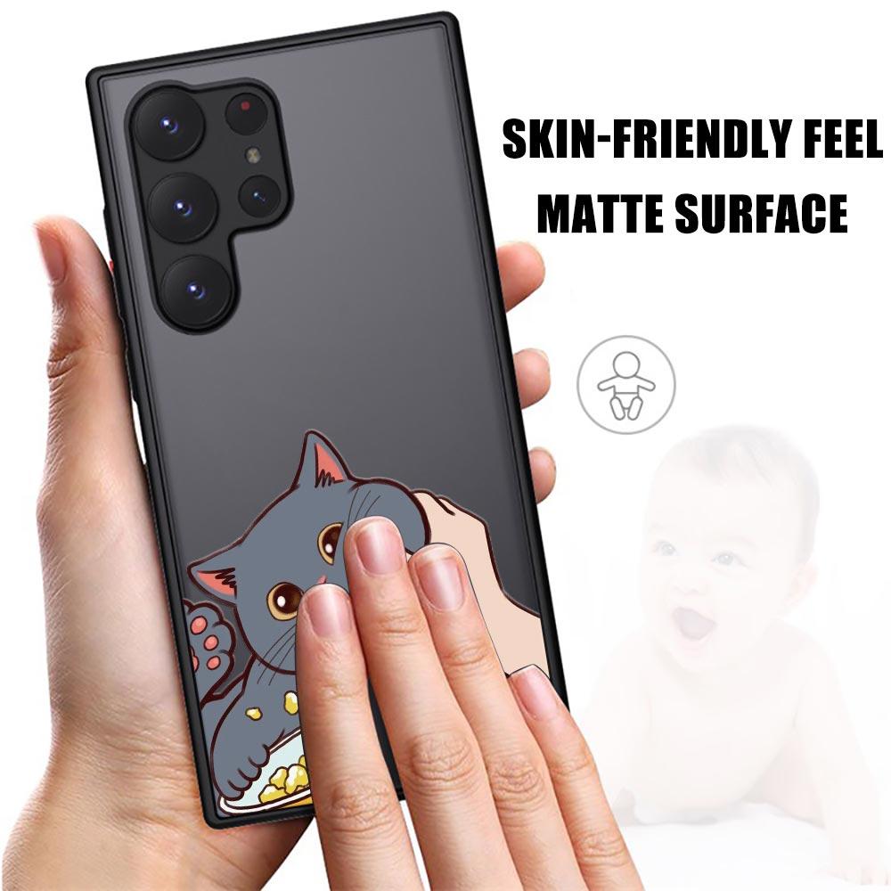 Милый Защитный Чехол с Защипом Лица и Кошкой для S24 Samsung S23 5G Чехол Galaxy S20 FE S21 S22 S24 Ultra S10 S9 Plus Чехол