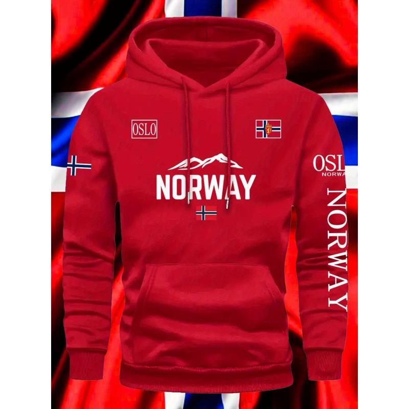 Printed Hooded Sweatshirt Loose Fit Casual Pullover Teens Daily Wear
