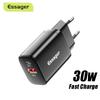 Essager USB Type C Fast Charger 30W QC PD 3.0 Dual Port Mini Portable Adapter For IPhone 13 12 IPad Xiaomi Fast Wall Chargers