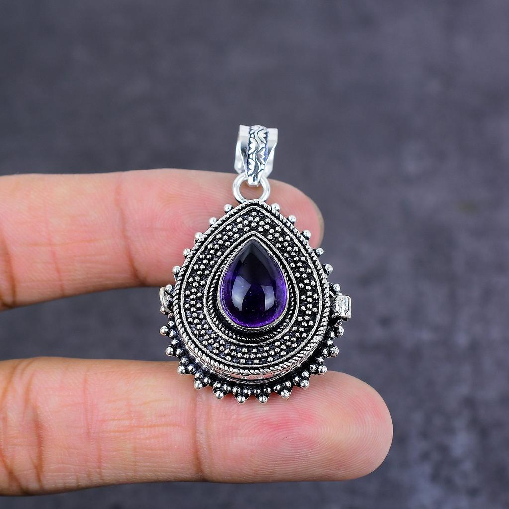 Подвеска "Яд" из стерлингового серебра 925 пробы с натуральным шалфейным аметистом ручной работы 1,77 дюйма B7y53