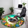 1 шт. Кошки Цветы Ковер для стула для офиса, помещений, нескользящий, моющийся, из полиэфирного волокна, коврик для офиса, можно стирать в машине