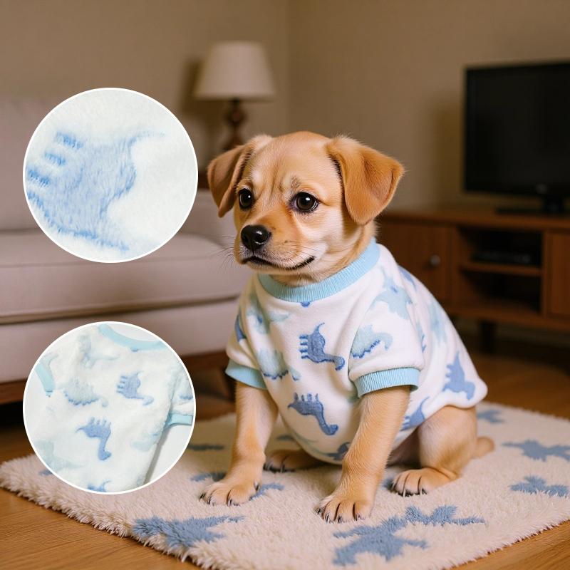 Warm Plush Dog T-Shirt for Winter Soft Fleece Lining Sweater with Cute Animal Printed Puppy Kitten Clothes