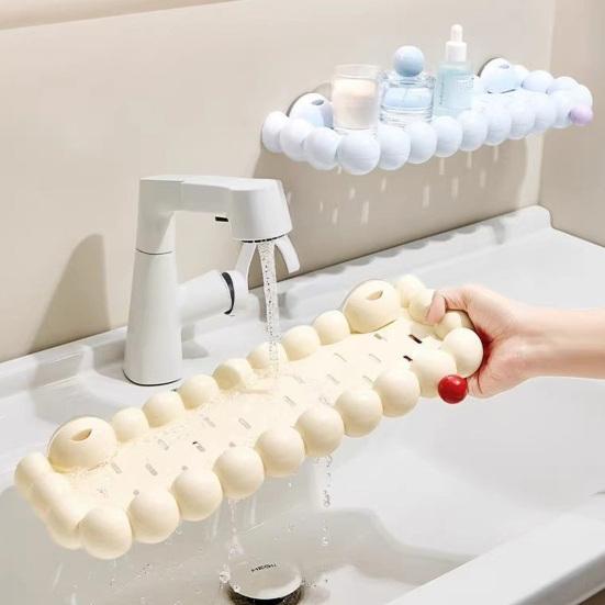 Suction Cup Storage Rack Waterproof Bathroom Rack Wall Mounted Storage Shelf Push-to-Lock Vacuum Seal Organizer Shelf for Kitchen Bathroom