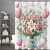 Mother's Day Lily and Rose Bouquet Love Shower Curtain, Bathroom Decorative Shower Curtain, Waterproof Shower Curtain with Hooks
