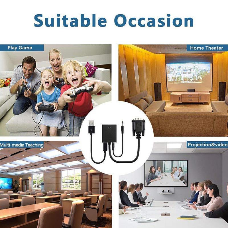 Конвертер VGA в HDMI 1080p 60 Гц со звуком для ноутбуков и мониторов