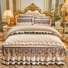 Quilted Velvet Duvet Cover Set Double Bed 220x240 King Size Embroidery Lace Luxury Quilt Cover Solid 2 Pillowcases Soft