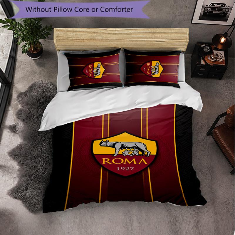 AS Roma Themed Bedding 3Pcs Duvet Cover Set Decorative Bed Linen For Teen Room Home Decoration