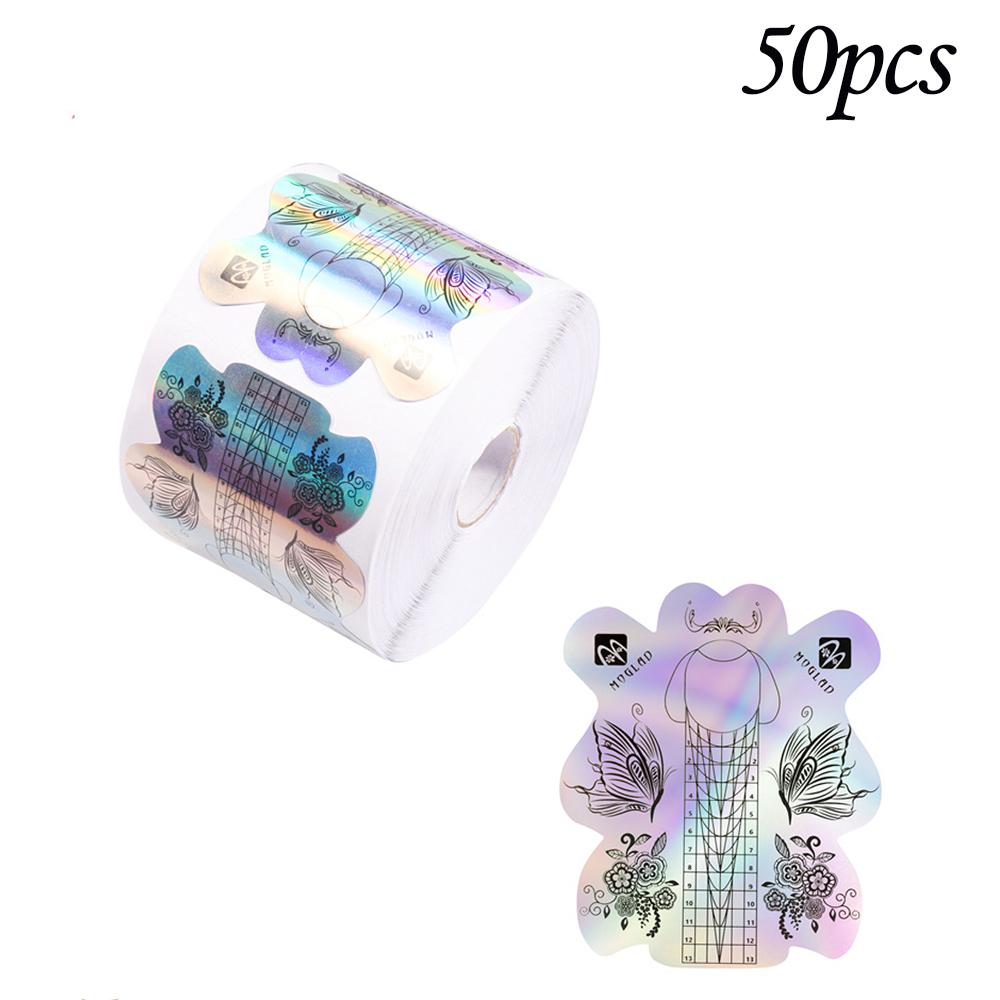 50 шт., французские формы для ногтей, формы для наращивания ногтей, наклейки, акриловые кривые, накладные направляющие для ногтей, маникюрный держатель, набор инструментов