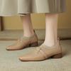 Мода 2025 Новая мода Классическая Весенняя Женская Обувь Натуральная Кожа Квадратный Носок Массивный Средний Каблук Обувь Женские Лаконичные Туфли-Лодочки Роскошная Обувь