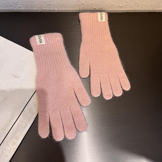 Зимние вязаные перчатки Эластичные теплые перчатки Однотонные перчатки с пальцами