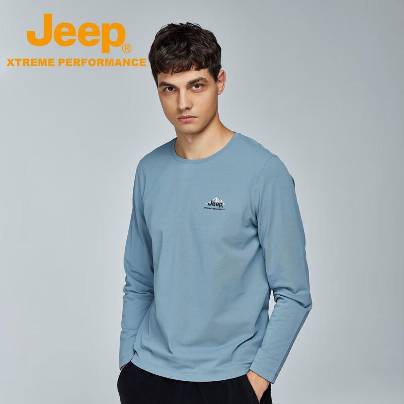 Jeep Мужская повседневная футболка с длинным рукавом и круглым вырезом