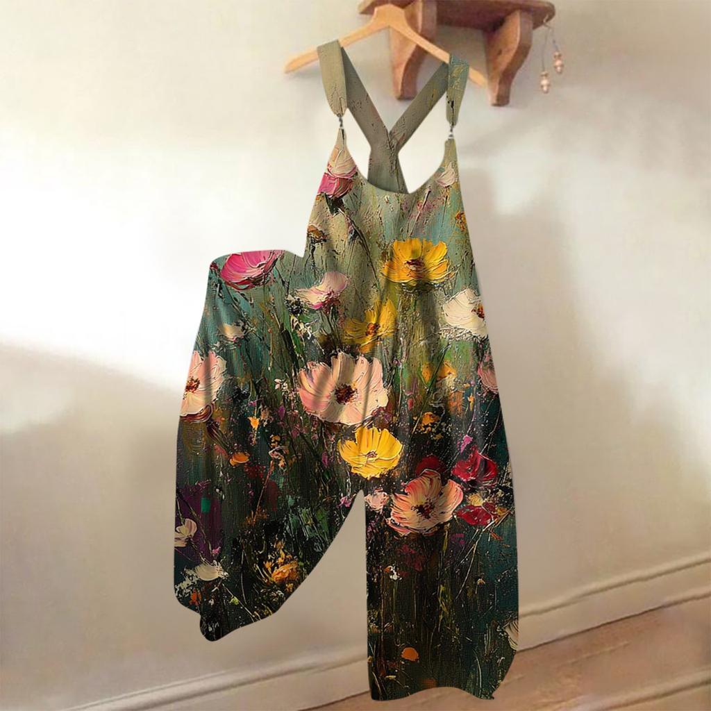 Women's Loose Casual One-piece Summer Floral Print Jumpsuit